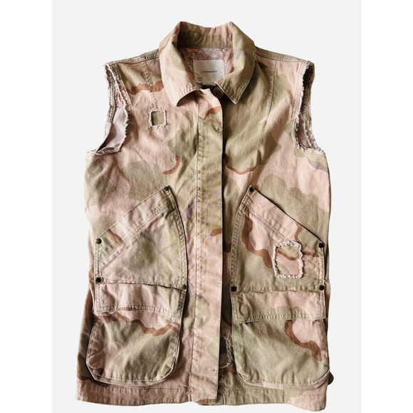 Anthropologie Jackets & Blazers - Anthropologie Lida Pink Camo Camouflage Utility Vest Oversized Small Distressed